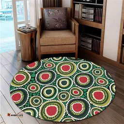 Amazing Aussie Australia Aboriginal Green Dot Art Circle Pattern From Aboriginal Art Round Rug