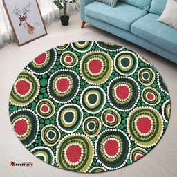 Amazing Aussie Australia Aboriginal Green Dot Art Circle Pattern From Aboriginal Art Round Rug