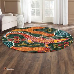 Amazing Aussie Australia Aboriginal Inspired Indigenous Crocodile art in Aboriginal Inspired dot style Round Rug