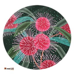 Amazing Aussie Australia Aboriginal Australian Hakea Flowers Painting In Aboriginal Style Round Rug