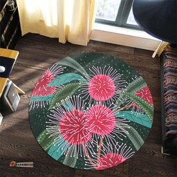 Amazing Aussie Australia Aboriginal Australian Hakea Flowers Painting In Aboriginal Style Round Rug