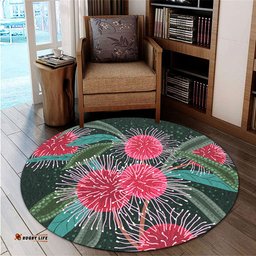 Amazing Aussie Australia Aboriginal Australian Hakea Flowers Painting In Aboriginal Style Round Rug