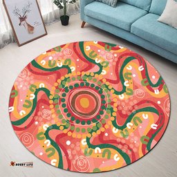 Amazing Aussie Australia Aboriginal Aboriginal Art Style Abstract Round Rug