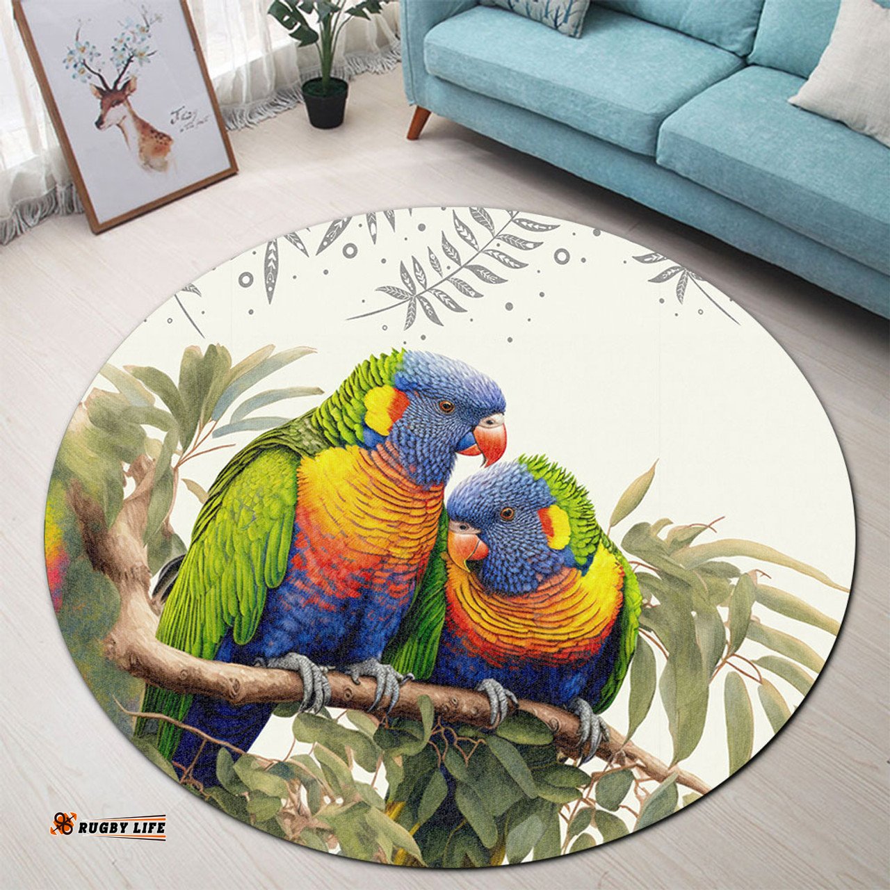 Amazing Aussie Australia Australia Rainbow Lorikeets Birds Art Inspired Round Rug