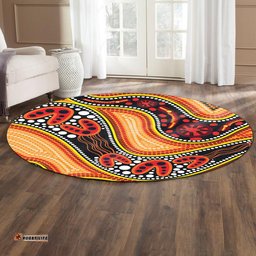 Amazing Aussie Australia Aboriginal Inspired Indigenous Art Aboriginal Inspired Dot Painting Style 2 Round Rug
