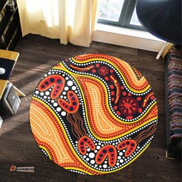 Amazing Aussie Australia Aboriginal Inspired Indigenous Art Aboriginal Inspired Dot Painting Style 2 Round Rug