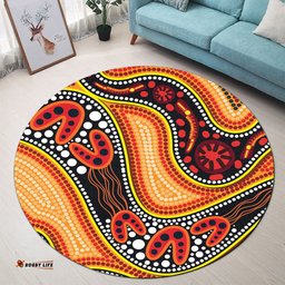 Amazing Aussie Australia Aboriginal Inspired Indigenous Art Aboriginal Inspired Dot Painting Style 2 Round Rug