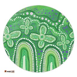 Amazing Aussie Australia Aboriginal Dot painting illustration in Aboriginal style Green Round Rug