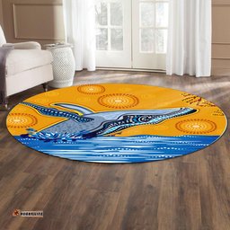 Amazing Aussie Australia Aboriginal Inspired Indigenous Whale in the ocean Aboriginal Inspired dot art style Round Rug