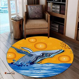Amazing Aussie Australia Aboriginal Inspired Indigenous Whale in the ocean Aboriginal Inspired dot art style Round Rug
