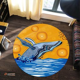 Amazing Aussie Australia Aboriginal Inspired Indigenous Whale in the ocean Aboriginal Inspired dot art style Round Rug