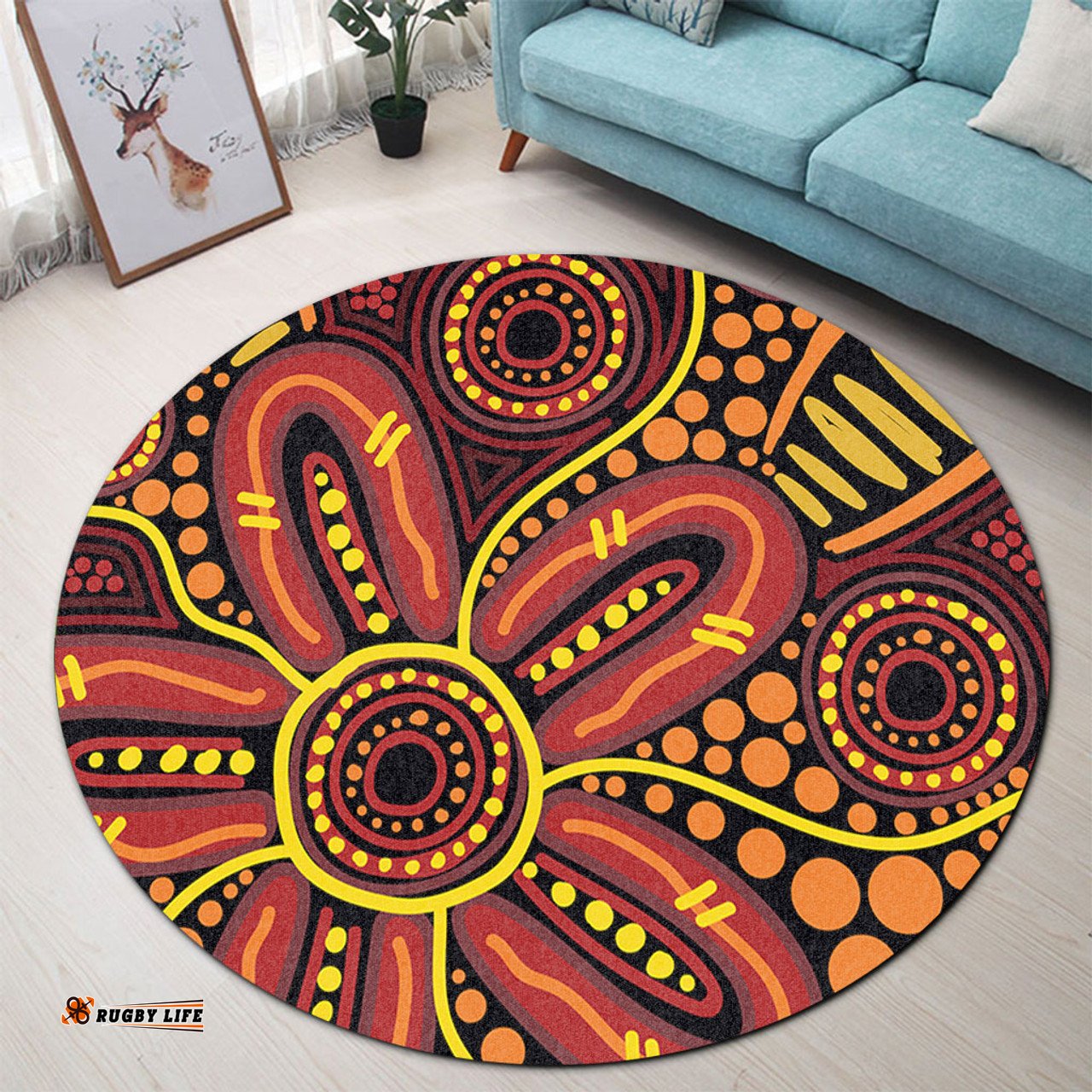 Amazing Aussie Australia Aboriginal Dot Art That Reflects Aboriginal Traditions Inspired Round Rug