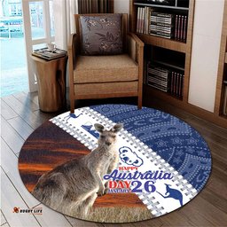Amazing Aussie Australia Australia Day Kangaroo Happy Australia Day Aboriginal Pattern Round Rug