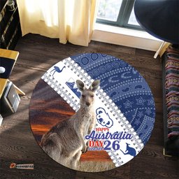Amazing Aussie Australia Australia Day Kangaroo Happy Australia Day Aboriginal Pattern Round Rug