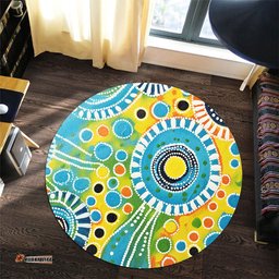 Amazing Aussie Australia Aboriginal Beautiful Abstract Pastel Round Rug