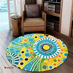 Amazing Aussie Australia Aboriginal Beautiful Abstract Pastel Round Rug