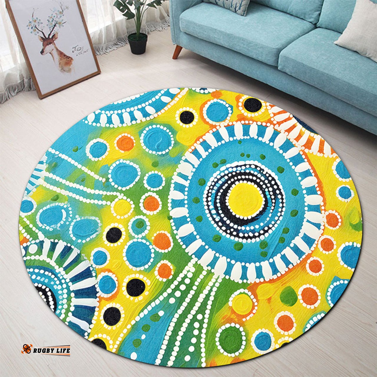 Amazing Aussie Australia Aboriginal Beautiful Abstract Pastel Round Rug