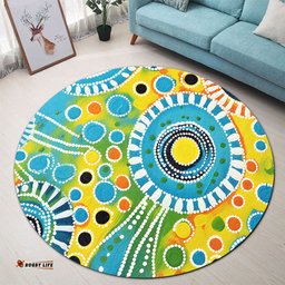 Amazing Aussie Australia Aboriginal Beautiful Abstract Pastel Round Rug