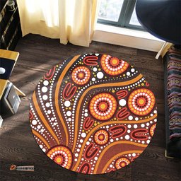 Amazing Aussie Australia Artistic Illustration Of Aboriginal Dot Painting Round Rug