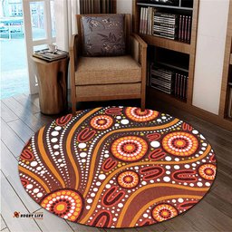 Amazing Aussie Australia Artistic Illustration Of Aboriginal Dot Painting Round Rug