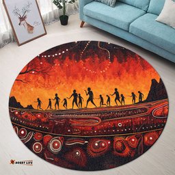 Amazing Aussie Australia Aboriginal The Sacred Dreamtime Painting Of The Indigenous Australian Round Rug