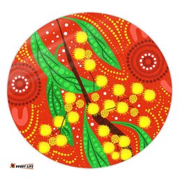 Amazing Aussie Australia Aboriginal Aboriginal Dot Art Of Australian Yellow Wattle Painting Round Rug