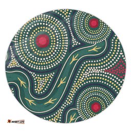 Amazing Aussie Australia Aboriginal Green Aboriginal Dot Art Style Vector Painting Round Rug