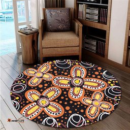 Amazing Aussie Australia Aboriginal Flowers Inspired By The Aboriginal Art Round Rug