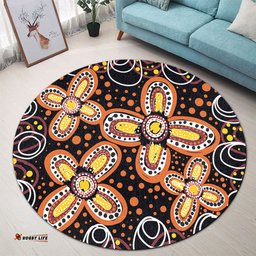 Amazing Aussie Australia Aboriginal Flowers Inspired By The Aboriginal Art Round Rug