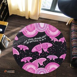 Amazing Aussie Australia Animals Aboriginal Your Wings Already Exist Aboriginal Pink Butterflies Art Inspired Round Rug