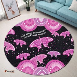 Amazing Aussie Australia Animals Aboriginal Your Wings Already Exist Aboriginal Pink Butterflies Art Inspired Round Rug