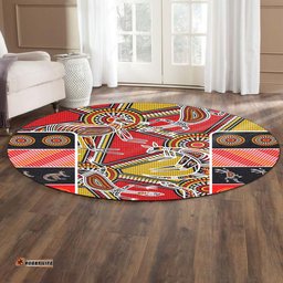 Amazing Aussie Australia Aboriginal Inspired Kangaroo Aboriginal Inspired Culture Dot Painting Round Rug