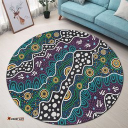 Amazing Aussie Australia Aboriginal Dot Painting Art Round Rug