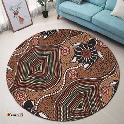 Amazing Aussie Australia Aboriginal Aboriginal Turtle Art Background Round Rug
