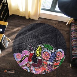 Amazing Aussie Australia Rainbow Serpent Aboriginal Dreamtime Rainbow Serpent Featuring Dot Style Round Rug