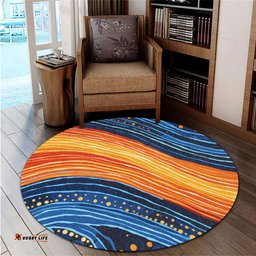 Amazing Aussie Australia Dreaming Aboriginal Aboriginal Culture Rive In Dot Painting Inspired Round Rug