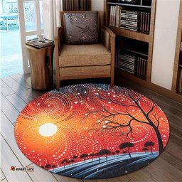 Amazing Aussie Australia Aboriginal Aboriginal Dot Painting Style Art Dreamtime Story Round Rug