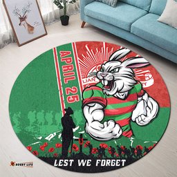 Amazing Aussie South Sydney Rabbitohs Anzac Day Lest We Forget Strong Fighting Spirit Round Rug