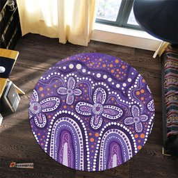 Amazing Aussie Australia Aboriginal Dot painting illustration in Aboriginal style Purple Round Rug