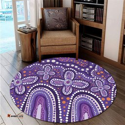Amazing Aussie Australia Aboriginal Dot painting illustration in Aboriginal style Purple Round Rug