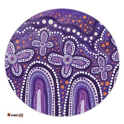 Amazing Aussie Australia Aboriginal Dot painting illustration in Aboriginal style Purple Round Rug
