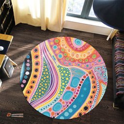 Amazing Aussie Australia Aboriginal Aboriginal Colourful Dots Art Inspired Round Rug
