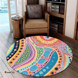 Amazing Aussie Australia Aboriginal Aboriginal Colourful Dots Art Inspired Round Rug