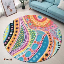 Amazing Aussie Australia Aboriginal Aboriginal Colourful Dots Art Inspired Round Rug