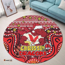 Amazing Aussie St. George Illawarra Dragons Christmas Custom Christmas Knit Patterns Vintage Jersey Ugly Round Rug