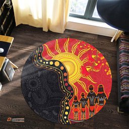 Amazing Aussie Australia Indigenous Dot Painting Inspired By The Aboriginal Flag Round Rug