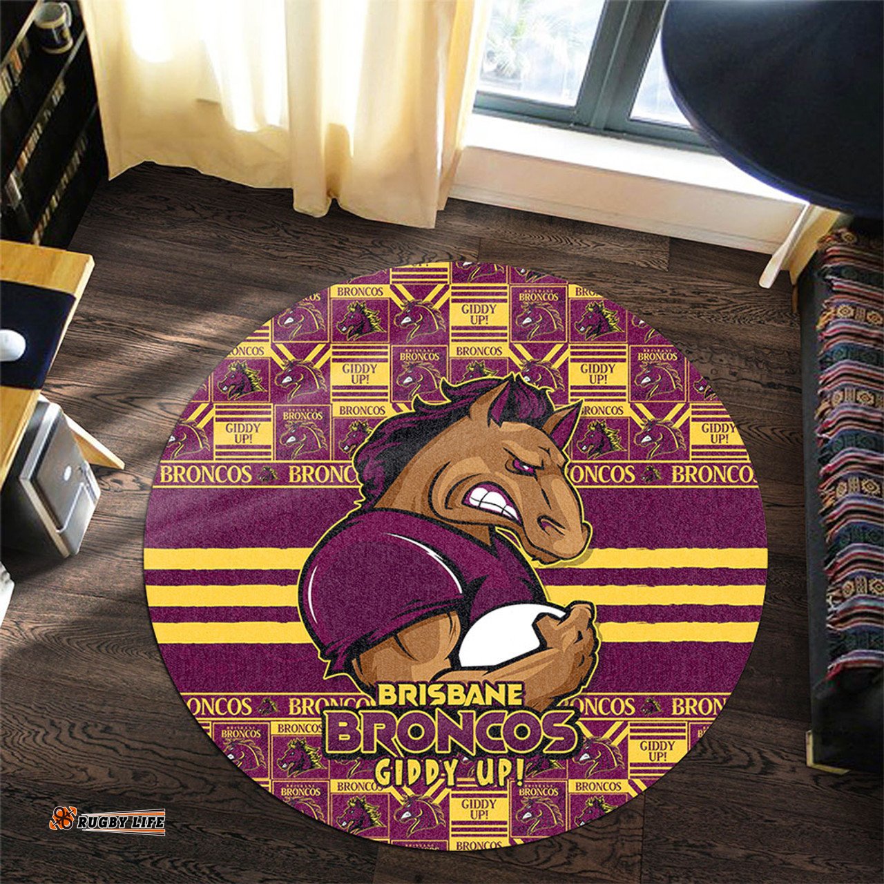 Amazing Aussie Brisbane Broncos Champion���s Pride Comic Style Round Rug