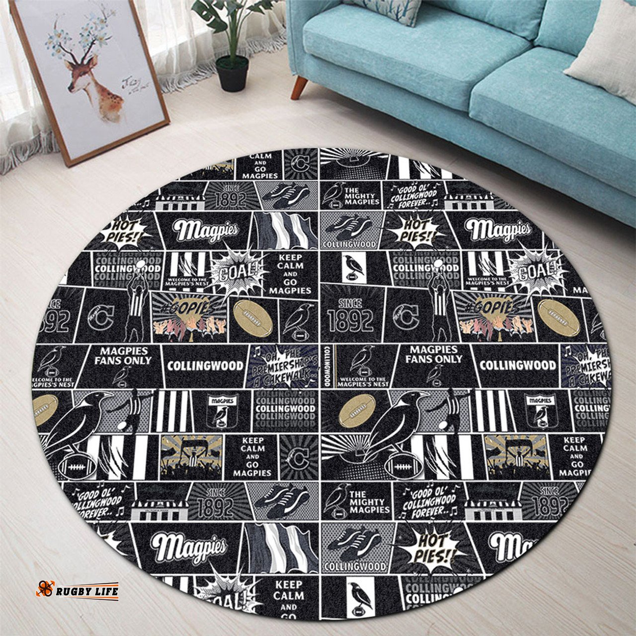 Amazing Aussie Collingwood Legacy Of The Pride Comic Style Round Rug