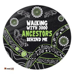 Amazing Aussie Australia Aboriginal Walking with 3000 Ancestors Behind Me Black and Green Patterns Round Rug