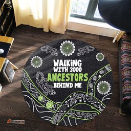 Amazing Aussie Australia Aboriginal Walking with 3000 Ancestors Behind Me Black and Green Patterns Round Rug